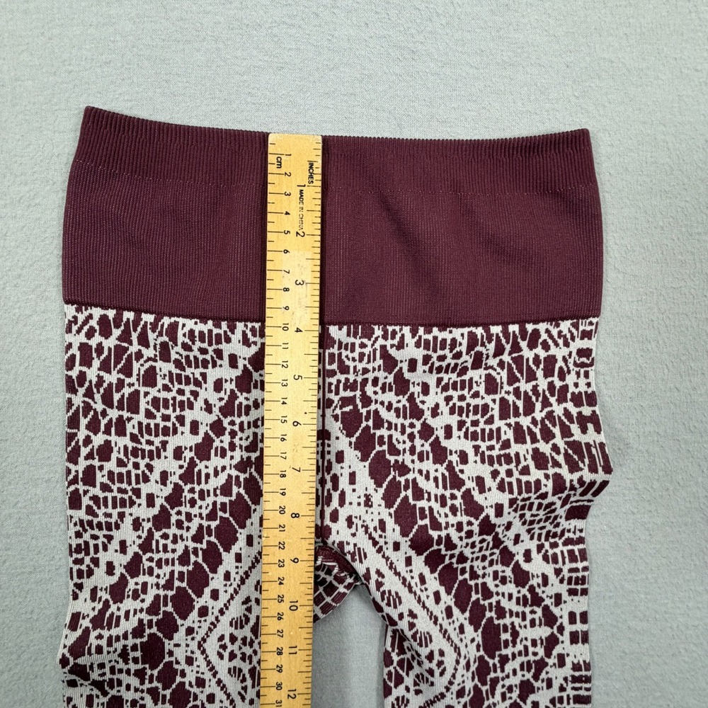 Fabletics Leggings Women XS Excellent Burgundy Geometric Seamless High Rise - Picture 5 of 9
